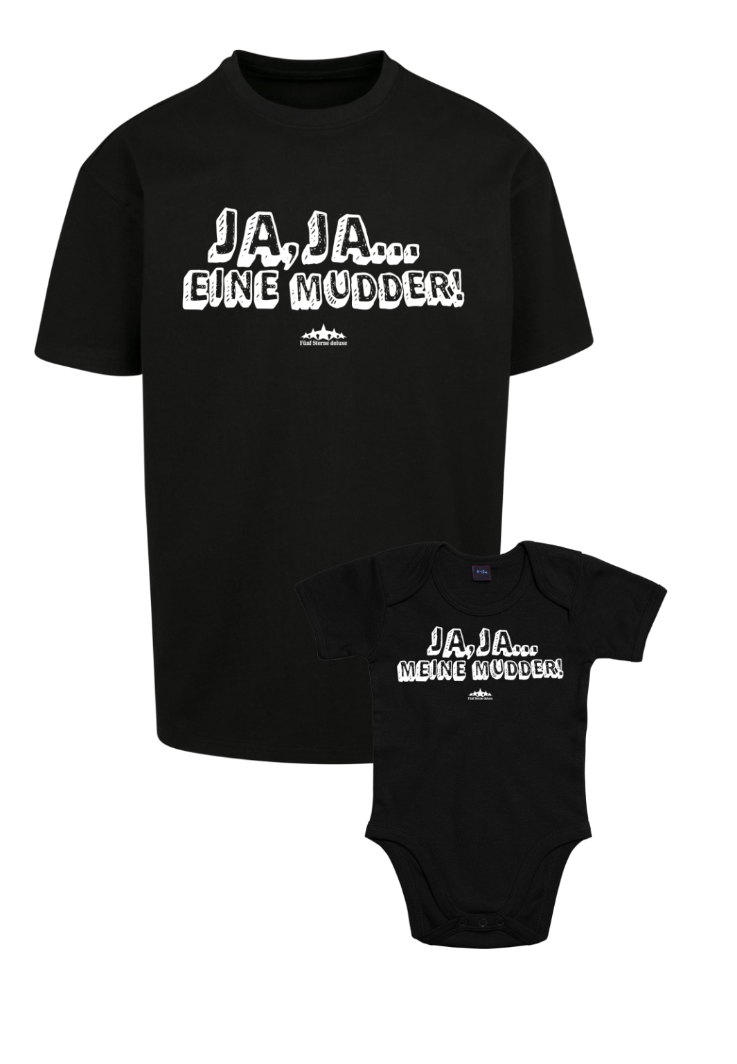Bundle: T-Shirt - Eine Mudder (Adult) x Body - Meine Mudder (Baby) - Black