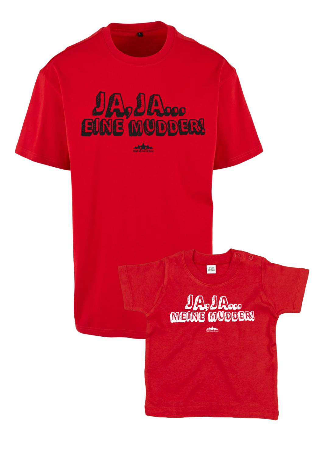 Bundle: T-Shirt - Eine Mudder (Adult) x T-Shirt - Meine Mudder (Baby) - Red