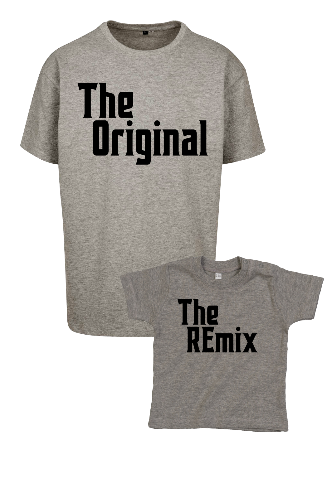 Bundle: T-Shirt - The Original (Adult) x T-Shirt - The Remix ( Baby) - Grey