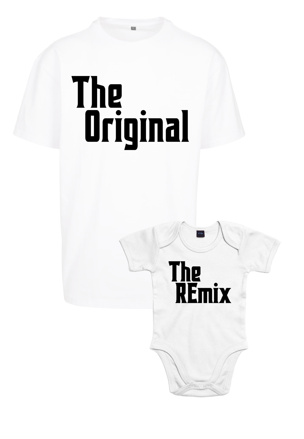 Bundle: T-Shirt - The Original (Adult) x Body - The Remix ( Baby) - White