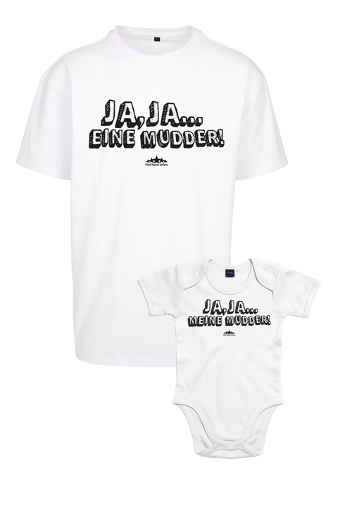 Bundle: T-Shirt - Eine Mudder (Adult) x Body - Meine Mudder (Baby) - White